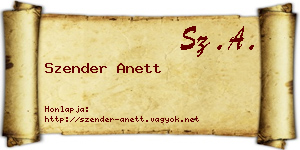 Szender Anett névjegykártya