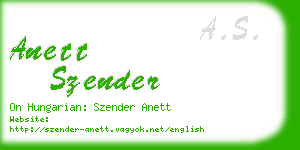 anett szender business card